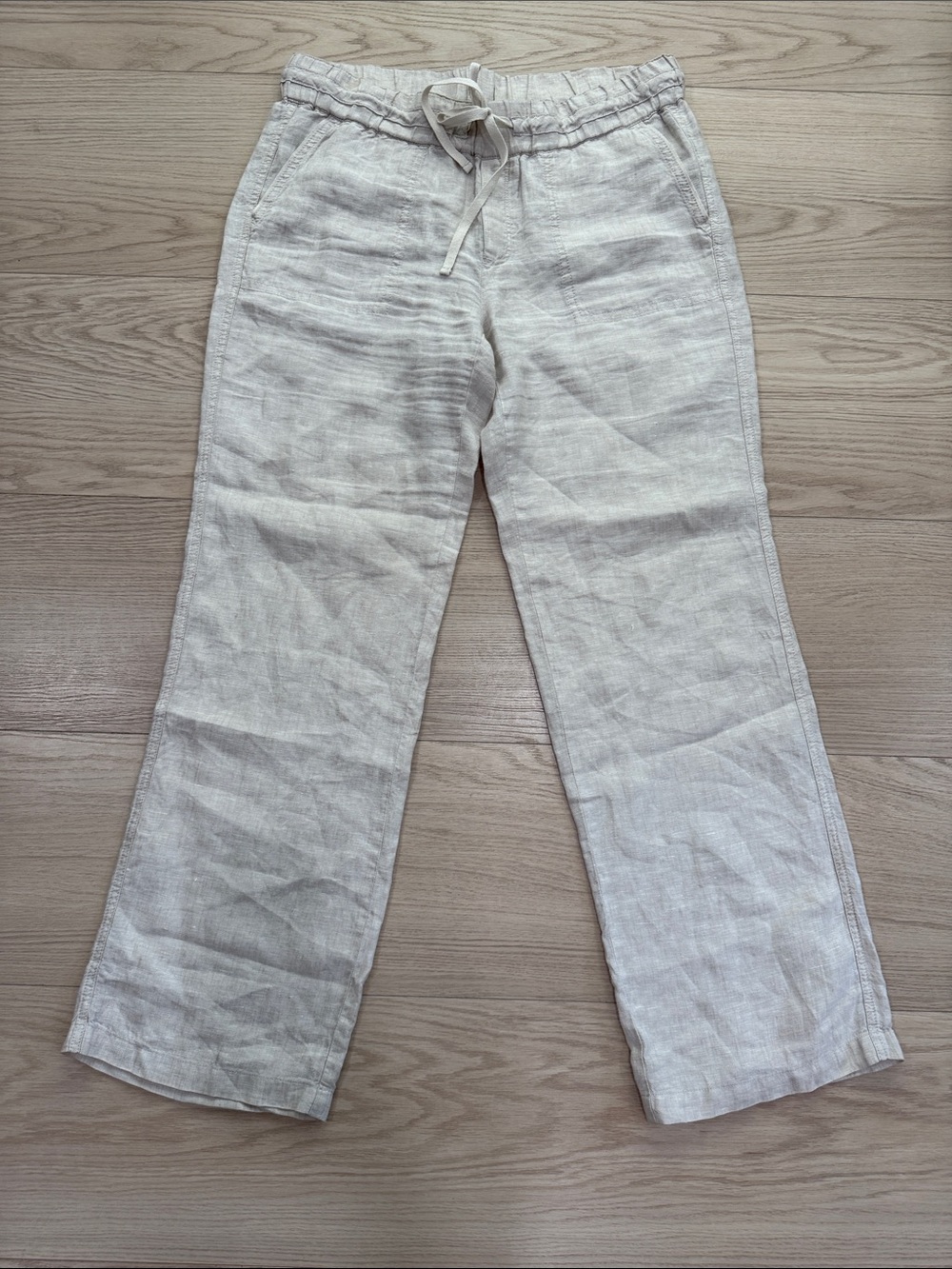 Caslon Cream Relaxed Linen Drawstring Jeans